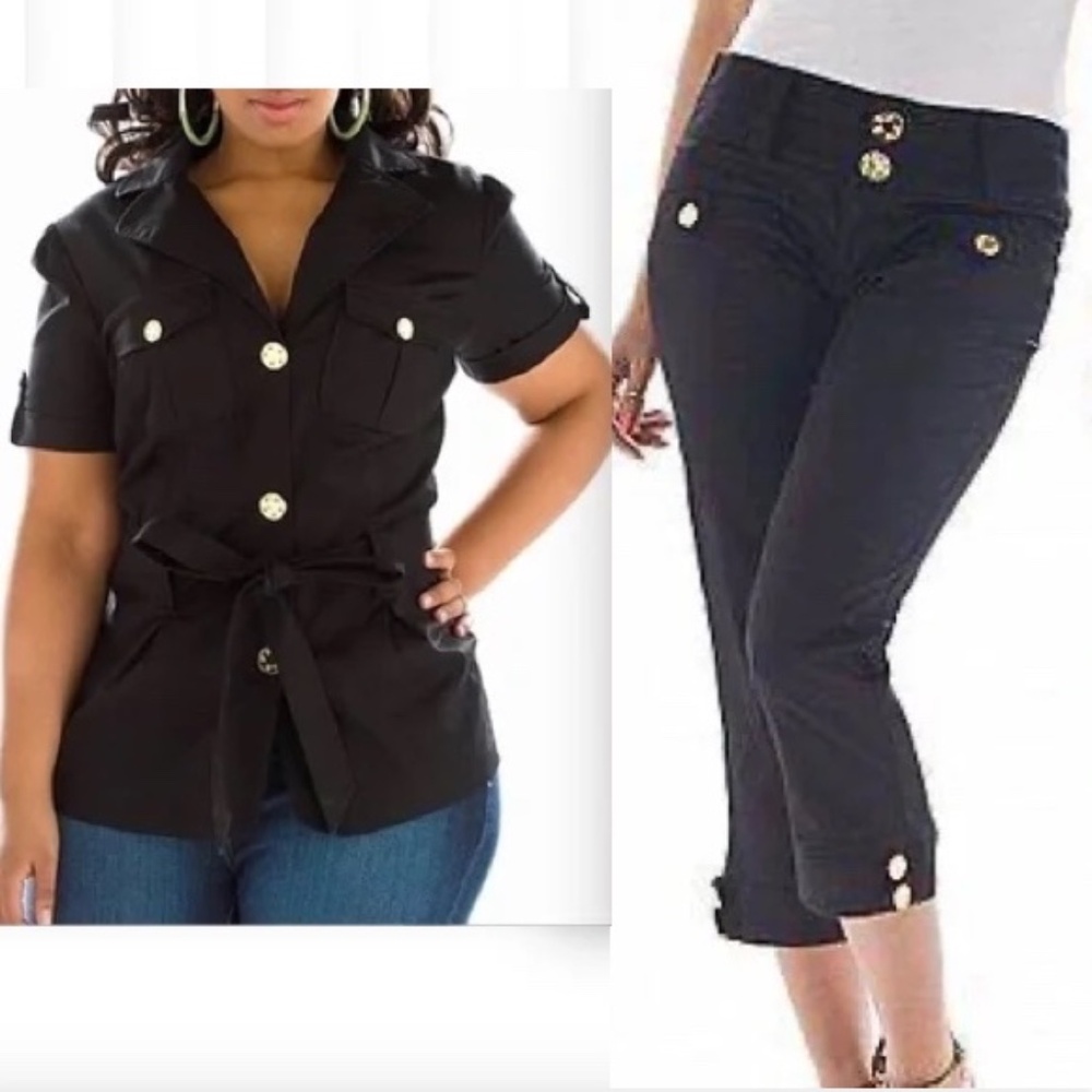 NEW BABY PHAT Y2K  2 Piece Jacket Pants  Black stretchy set Outfit suit M , 3